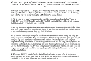 Chỉ thị 33/CT-UB 1992 thực hiện 59/TC.TCT và 10/TM.XNK An Giang