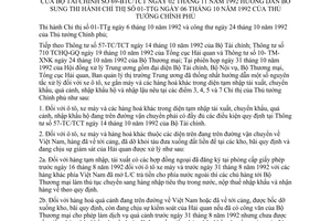 Thông tư 69-BTC/TCT nguyên tắc xử lý xe ô tô gắn máy hàng hoá diện tạm nhập tái xuất chuyển khẩu quá cảnh nhập khẩu hộ nhập lậu bổ sung Chỉ thị 01-TTg