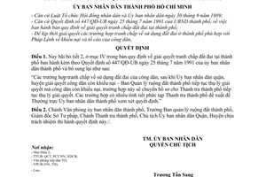 Quyết định 2667/QĐ-UB  bổ sung Quyết định 447/QĐ-UB giải quyết tranh chấp đất đai tại thành phố