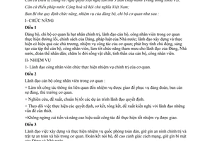 Quy định số 54-QĐ/TW năm 1992 chức năng nhiệm vụ của đảng bộ chi bộ cơ quan Ban Bí thư