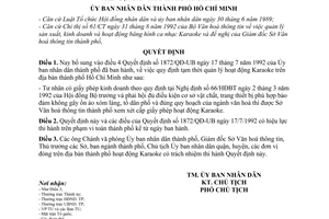 Quyết định 2985/QĐ-UB bổ sung quy định tạm thời về quản lý hoạt động karaoke trên địa bàn thành phố Hồ Chí Minh