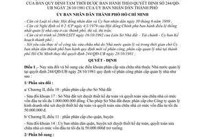 Quyết định 3034/QĐ-UB sửa đổi phân cấp sửa chữa nhà cửa Quyết định 244/QĐ-UB