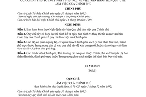 Nghị định 13-CP bản Quy chế làm việc của Chính phủ