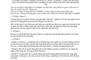 Thông tư 95/TT Luật Báo chí hướng dẫn Nghị định 133/HĐBT