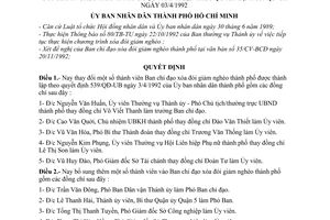 Quyết định 3061/QĐ-UB  thay đổi  bổ sung thành viên Ban chỉ đạo xóa đói giảm nghèo thành phố được thành lập theo Quyết định 539/QĐ-UB năm 1992