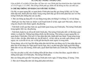 Quyết định  162-TTg chế độ thông tin báo cáo