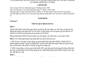 Nghị định 16-CP quy định vấn đề về phòng và chống nhiễm HIV và SIDA