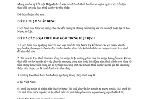 Hiệp định tránh đánh thuế hai lần ngăn ngừa trốn lậu thuế thu nhập giữa Việt Nam Thái Lan