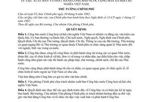 Quyết định 200-TTg  xuất bản phát hành Công báo nước Cộng hoà xã hội chủ nghĩa Việt Nam