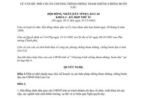 Nghị quyết 45/NQ-HĐND 1992 chương trình chống tham nhũng chống buôn lậu Lào Cai