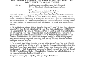 Công văn 283-CN quản lý các đơn vị kinh tế của Đảng và đoàn thể