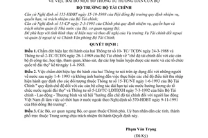 Quyết định  252-TC/TCĐN  bãi bỏ một số thông tư hướng dẫn của bộ