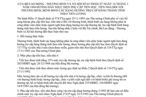 Thông tư 01/TBXH-TT hướng dẫn phụ cấp tiền học, tiền nhà thương binh, bệnh binh hạng hưởng trợ cấp hàng tháng tính theo tiền lương