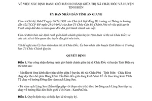 Quyết định 29/QĐ.UB 1994 xác định ranh giới hành chính Châu đốc Tịnh Biên An Giang