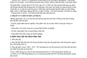 Thông tư liên tịch 02/TTLT thực hiện phụ cấp đặc biệt