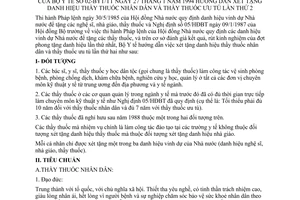Thông tư 02-BYT/TT hướng dẫn xét tặng danh hiệu thầy thuốc nhân dân ưu tú lần thứ hai