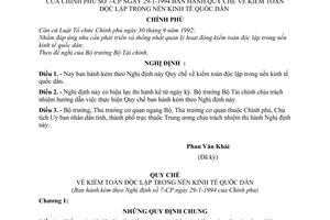 Nghị định 07-CP Quy chế về kiểm toán độc lập trong nền kinh tế quốc dân