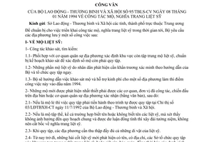 Công văn 95/TBLS-CV công tác mộ, nghĩa trang liệt sỹ