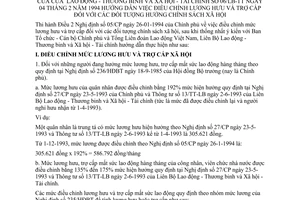 Thông tư liên 06/LB-TT hướng dẫn điều chỉnh lương hưu trợ cấp đối tượng hưởng chính sách xã hội