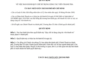 Quyết định 414/QĐ-UB-NC 1994 Quy chế sử dụng cộng tác viên thanh tra thành phố Hồ Chí Minh