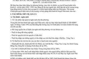 Quyết định  60-TTg  chủ trương  điều hành kế hoạch phát triển kinh tế - xã hội năm 1994