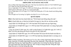 Quyết định  22/QĐ-NH1  "thể lệ thanh toán không dùng tiền mặt"