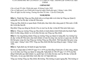 Nghị định 12-CP thành lập Tổng cục Địa chính