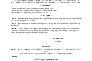Nghị định 13-CP bản Quy chế quản lý hoạt động hàng hải tại cảng biển và các khu vực hàng hải ở Việt Nam