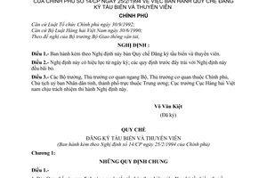 Nghị định 14-CP  Quy chế Đăng ký tầu biển và thuyền viên