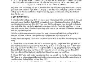 Thông tư 333-UB/LTX hướng dẫn quy chế đầu tư theo hình thức hợp đồng xây dựng kinh doanh chuyển giao (BOT)