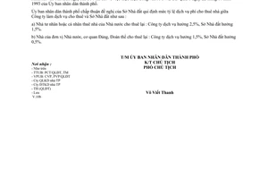 Công văn 586/UB-QLĐT xác định tỷ lệ dịch vụ phí cho thuê nhà