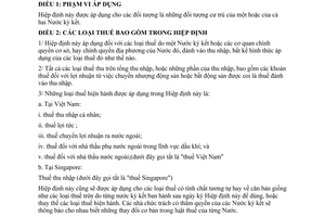 Hiệp định tránh đánh thuế hai lần ngăn ngừa trốn thuế thu nhập giữa Việt Nam Xing-ga-po