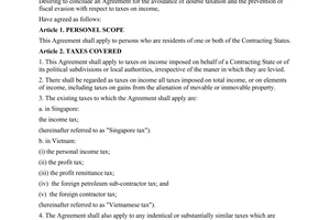 agreement between the government of Vietnam and the government of Singapore
