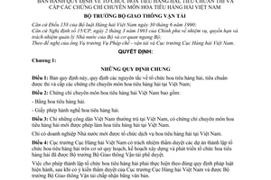 Quyết định 252/PCVT  Quy định về Tổ chức Hoa tiêu Hàng hải, tiêu chuẩn thi và cấp các chứng chỉ chuyên môn Hoa tiêu Hàng hải Việt Nam