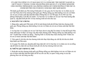 Thông tư liên tịch 16-LB/TT hướng dẫn cấp phát kinh phí chương trình quốc gia phòng chống suy dinh dưỡng trẻ em chăm sóc trẻ em hoàn cảnh khó khăn