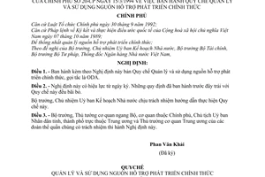 Nghị định 20-CP Quy chế Quản lý và sử dụng nguồn hỗ trợ phát triển chính thức