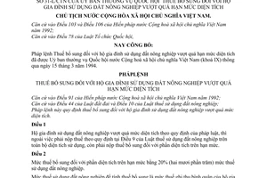 Pháp lệnh thuế sử dụng đất nông nghiệp 1994 bổ sung 31-L/CTN