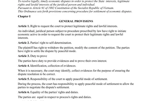 Ordinance No. 31-L/CTN of March 16, 1994, on procedure for settlement of economic disputes.