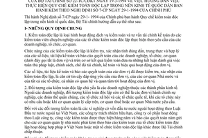 Thông tư 22-TC/CĐKT Quy chế kiểm toán độc lập nền kinh tế quốc dân hướng dẫn thực hiện Quy chế kiểm toán độc lập hướng dẫn nghị định 7-CP