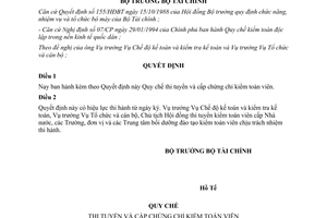 Quyết định 237 TC/QĐ/CĐKT thi tuyển cấp chứng chỉ kiểm toán viên 1994
