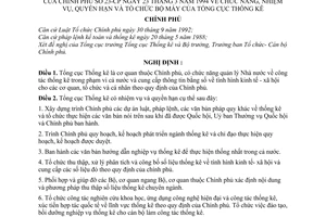Nghị định 23-CP chức năng, nhiệm vụ, quyền hạn và tổ chức bộ máy Tổng cục Thống kê