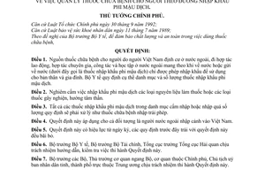 Quyết định  111-TTg  quản lý thuốc chữa bệnh cho người theo đường nhập khẩu phi mậu dịch