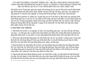 Thông tư liên tịch 24-LB/TT quy định cấp phát, quản lý tài sản tài chính nhà thiếu nhi