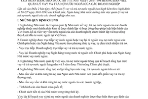 Thông tư 7-TT/NH7 hướng dẫn quản lý vay trả nợ nước ngoài doanh nghiệp