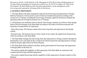 Circular No. 07-TT/NH7 guiding the management of the borrowings and repayments of foreign debts by businesses, promulgated by The Governor Of The State Bank.