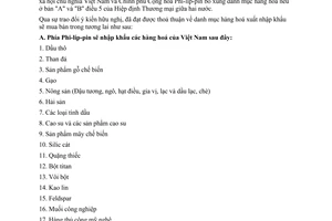 Nghị định thư xuất khẩu hàng hoá dịch vụ giữa Chính phủ Việt Nam Phi-lip-pin 1994