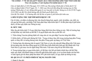 Thông tư liên tịch 26-TT/LB hướng dẫn chế độ thu quản lý sử dụng phí kiểm dịch y tế