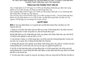 Quyết định  83-QĐ/KTTV  quy định nhiệm vụ, quyền hạn cơ cấu tổ chức của Đài khí tượng Thuỷ văn Khu vực Tây Nguyên