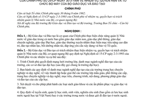 Nghị định 29-CP nhiệm vụ, quyền hạn và tổ chức bộ máy của Bộ Giáo dục và đào tạo