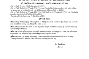 Quyết định  215/LĐTBXH-QĐ  các biểu mẫu hồ sơ bảo hiểm xã hội